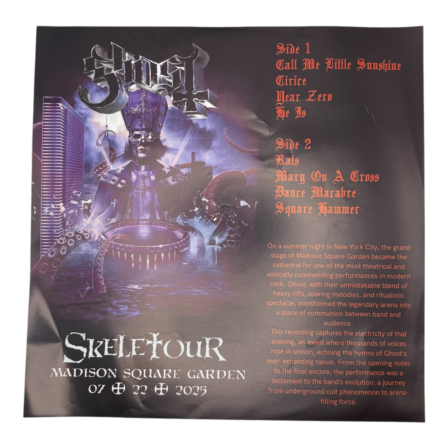 Ghost - Live At Madison Square Garden 2025 (Limited Edition 12" Picture Disc)