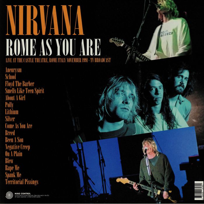 Nirvana - Rome As You Are: Live At The Castle Theatre Rome Italy November 1991 (Limited Edition 12" Album on Pink Vinyl)