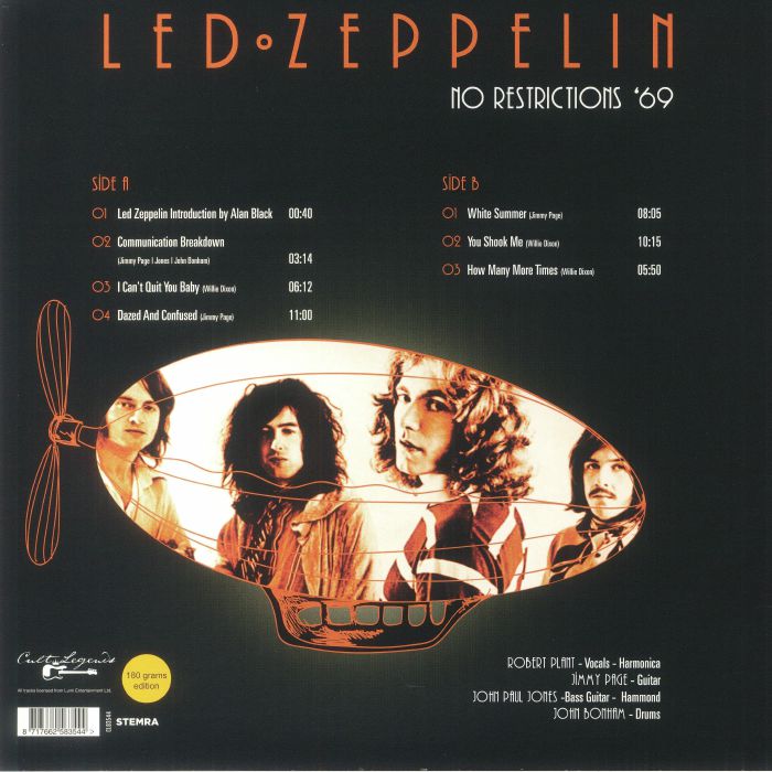 Led Zeppelin - No Restrictions '69 (12" Album on 180 Gram Black Vinyl)