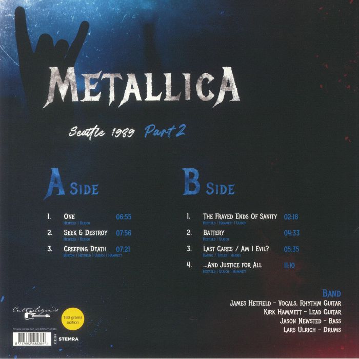 Metallica - Seattle 1989 Part 2: Live Radio Broadcast (12" Album on 180 Gram Black Vinyl)