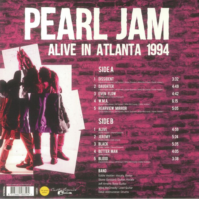 Pearl Jam - Alive In Atlanta 1994 (12" Album on 180 Gram Black Vinyl)