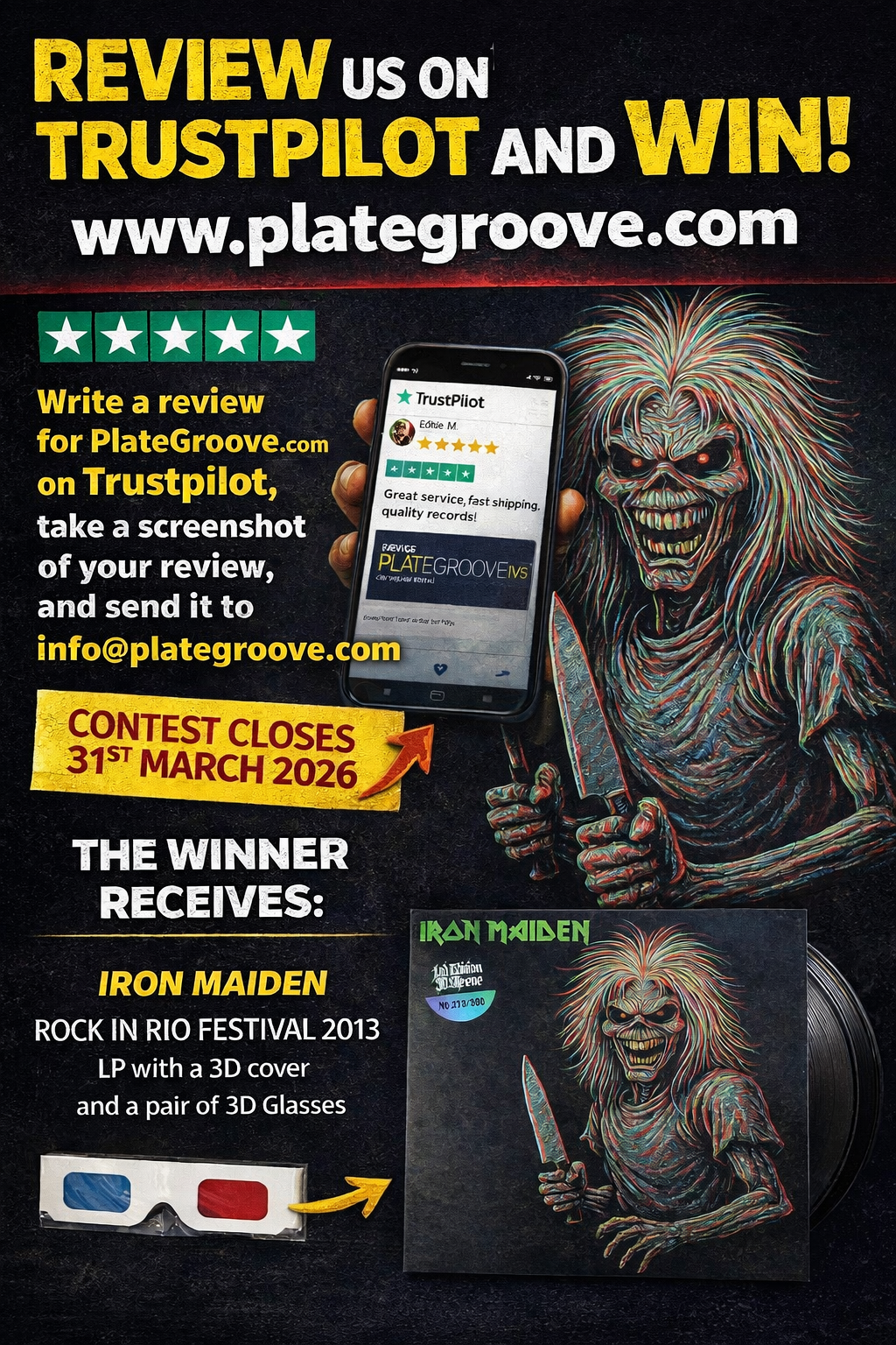 Win an Iron Maiden Rock in Rio 2013 3D LP – Celebrate the Opening of Plate Groove!