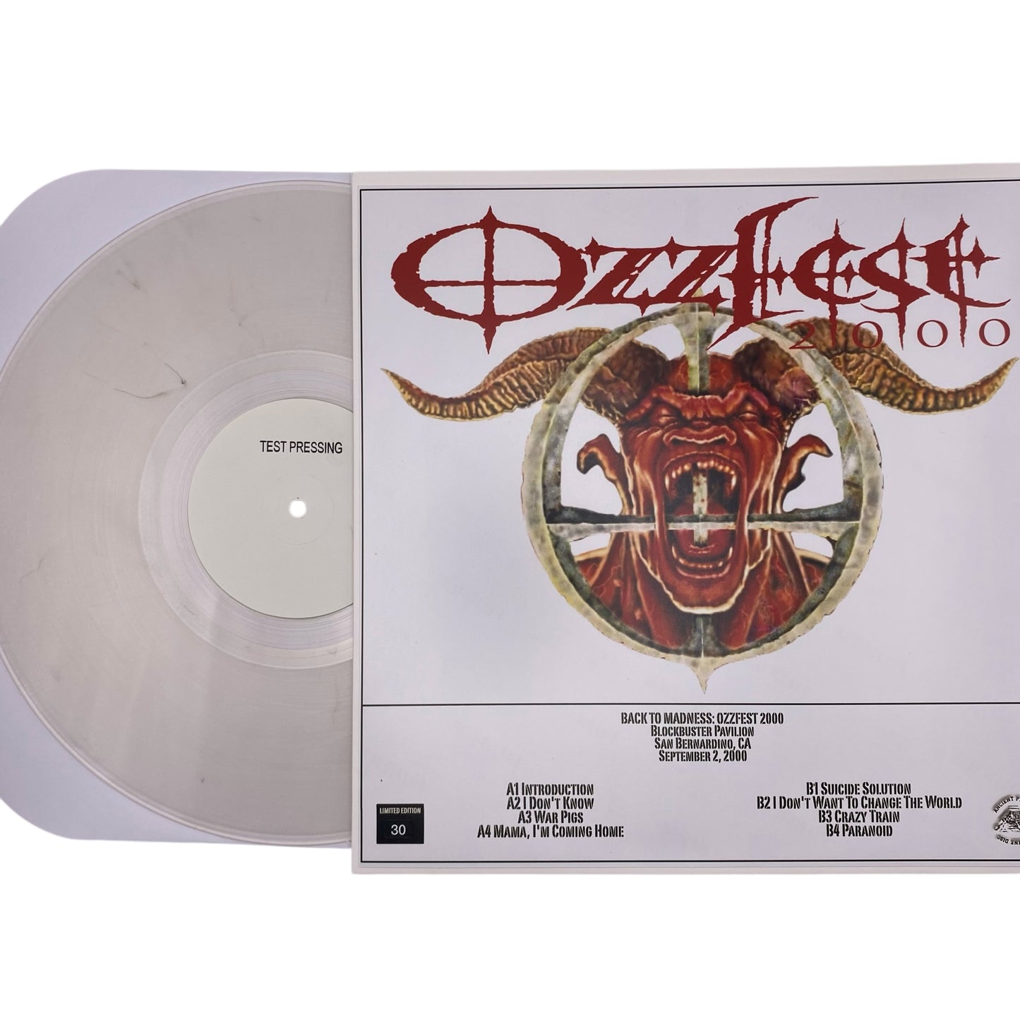 Ozzy Osbourne - Back To Madness: Live at Ozzfest 2000 Test Press (12" Album on White Vinyl)