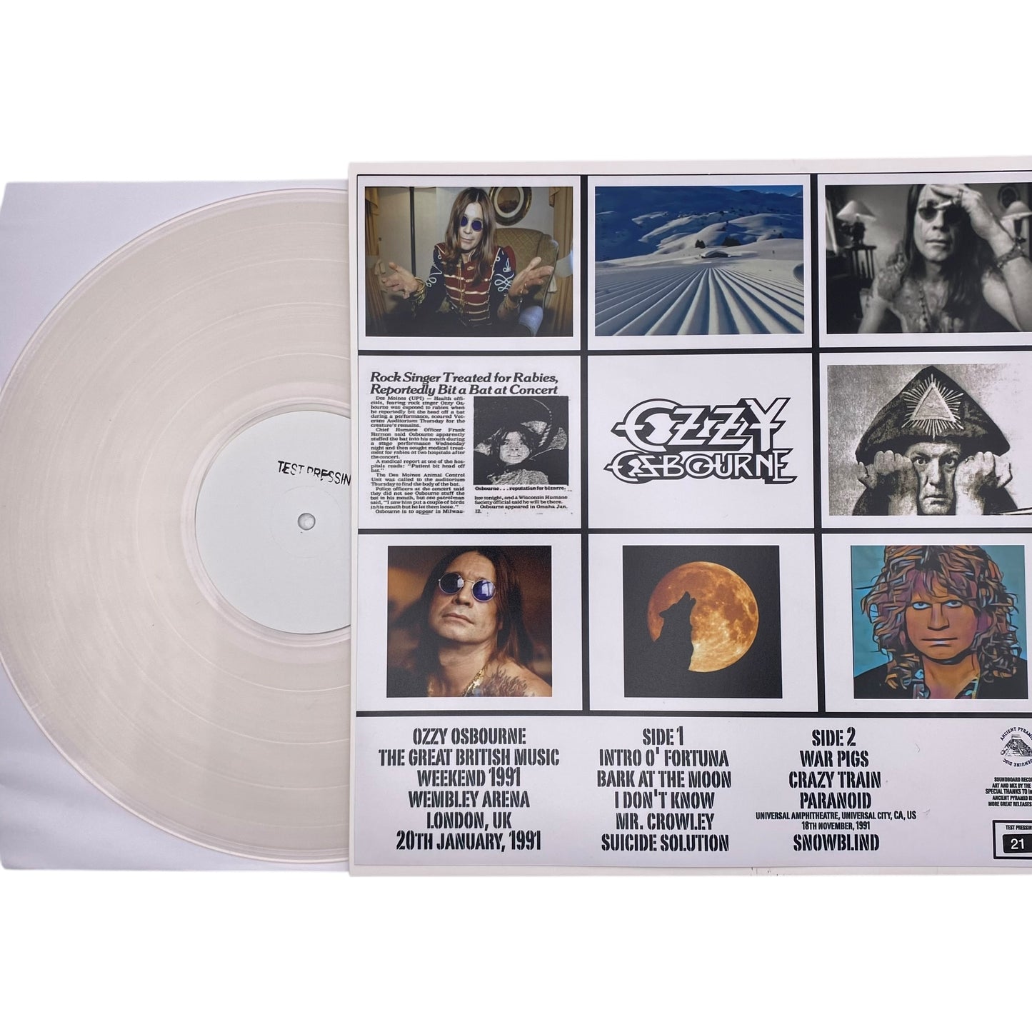 Ozzy Osbourne - The Great British Music Weekend 1991 Test Press (Limited Edition 12" Album on White Vinyl)