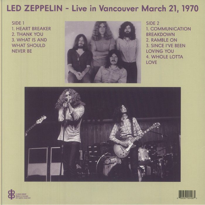 Led Zeppelin - Mudslide: Live In Vancouver March 21 1970 (12" Album on Black Vinyl)