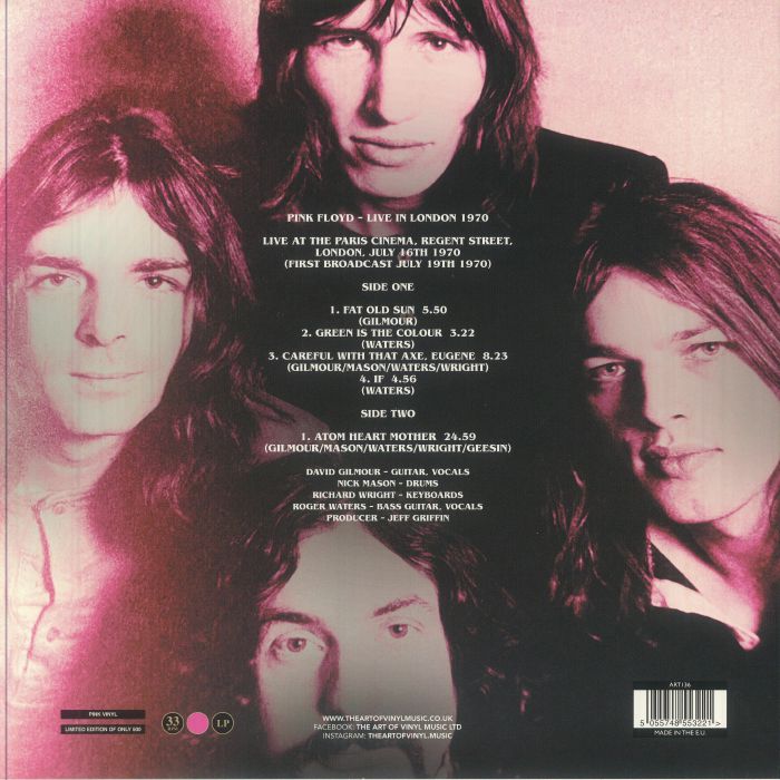 Pink Floyd - Live In London 1970 Remastered (Limited Edition 12" Album on Pink Vinyl)
