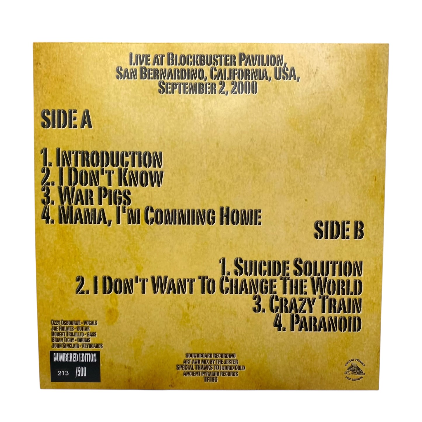 Ozzy Osbourne - Back To Madness: Live at Ozzfest, 2000 (Limited Edition 12" Album on Orange Vinyl)